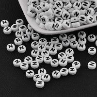 Perles Acryliques, Lettre, Ronde Plate, 7x4mm, 3500pcs/500g — Perles à bijoux
