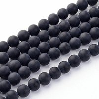 Brins de perles d'agate noire naturelle de qualité A, 6mm, teintées et chauffées — Perles à bijoux