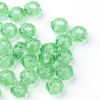 Perles Européennes en Verre, Rondelle, Vert Clair, Grand Trou