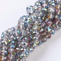 Electroplate Glass Beads Strands, Rainbow Plated, Light Grey — Jewelry Beads
