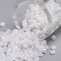 Ceylon Glass Seed Beads, Round, White, 3mm, 10000pcs/pound