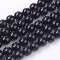 Brins de perles de tourmaline naturelle, rondes noires, 6 mm, 15 pouces — Perles à bijoux