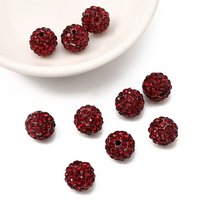 Pave Disco Ball Beads, Polymer Clay Rhinestone, Round, Siam, 10mm
