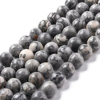 Brins de perles en jaspe Picasso naturel, ronds, 8 mm, 15 pouces — Perles à bijoux