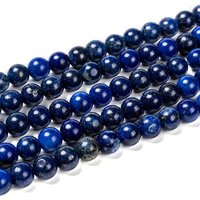 Brins de perles de lapis lazuli naturel, teint, ronds, bleus, 8mm — Perles à bijoux