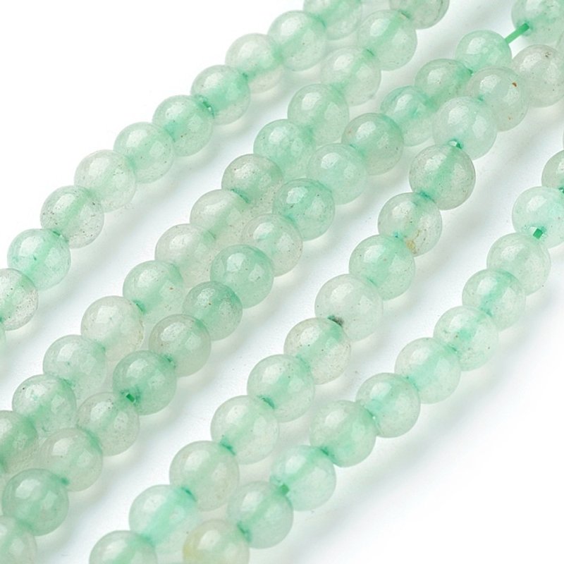 Brins de perles d'aventurine verte naturelle, teintées et chauffées, 4mm — Perles à bijoux