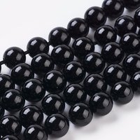 Brins de perles de tourmaline naturelle, noires, 6mm, 32pcs/brin — Perles à bijoux