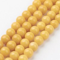 Natural Mashan Jade Yellow Round Beads Strands, 8mm, 48pcs — Jewelry Beads