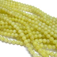 Fil de perles de jade citron naturel, rond, 8 mm, 49 pcs/fil — Perles à bijoux