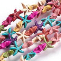 Brins de Perles en Turquoise Synthétique, Étoiles de Mer, Couleurs Mélangées — Perles à bijoux