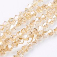 Brins de perles en verre, plaqué couleur AB, biconique facetté, Goldenrod — Perles à bijoux