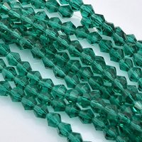 Brins de perles en verre, plaqué couleur AB, facetté bicone, vert mer clair — Perles à bijoux