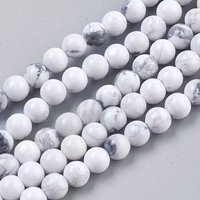 Fils de Perles de Howlite Naturel, Ronds, Blanc, 8mm, 24pcs — Perles à bijoux