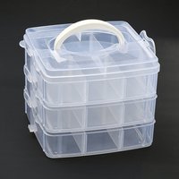 Conteneurs à perles en plastique, rectangulaires, trois couches, 18 compartiments