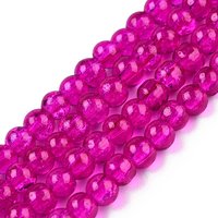 Spray Painted Crackle Glass Beads Strands, Round, Fuchsia, 8mm — Jewelry Beads