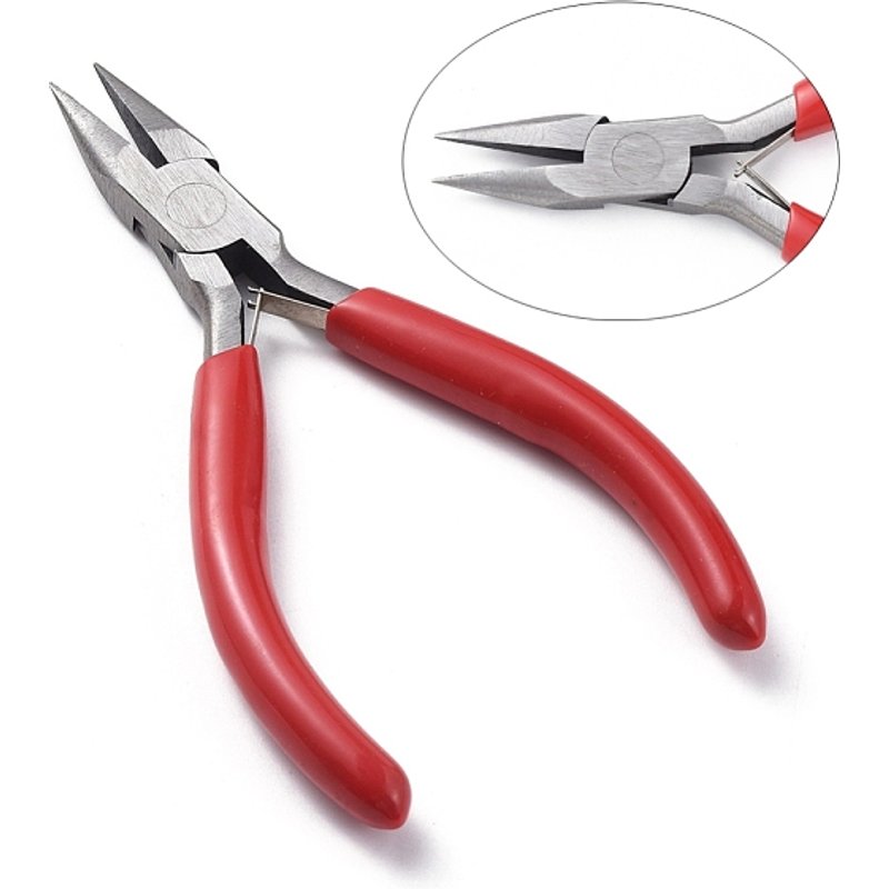 Pinces à bijoux #50 en acier, modèle court, rouge, 135x55mm — Outils de création de bijoux