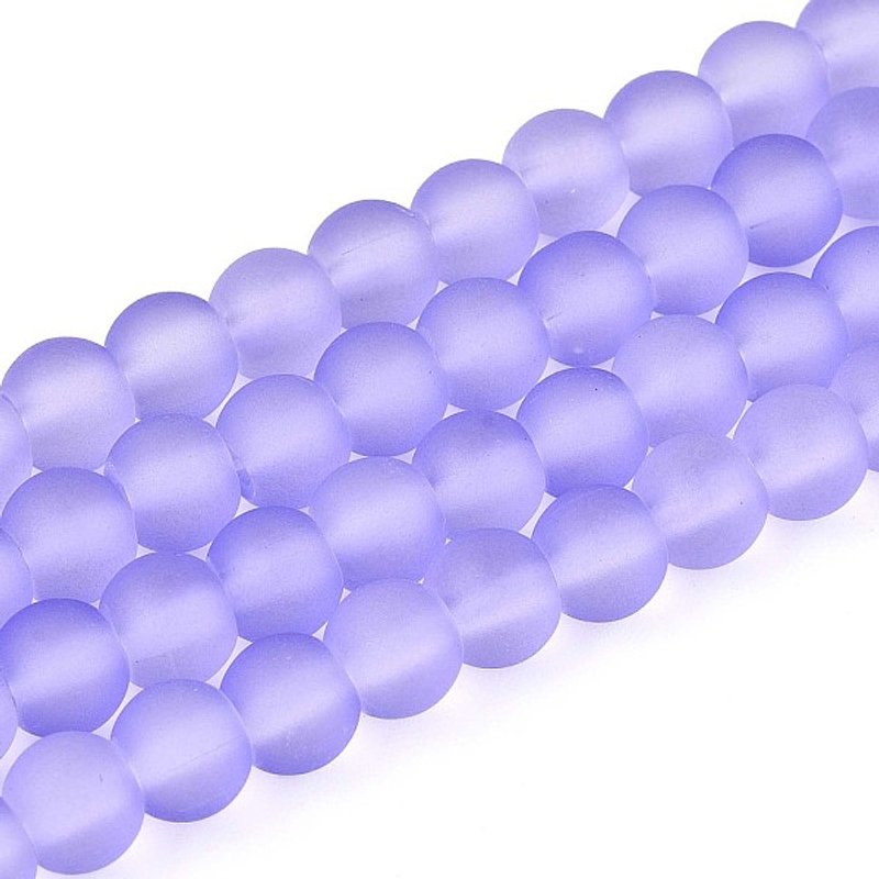 Brins de perles en verre transparent, givré, rond, lilas, 6mm — Perles à bijoux