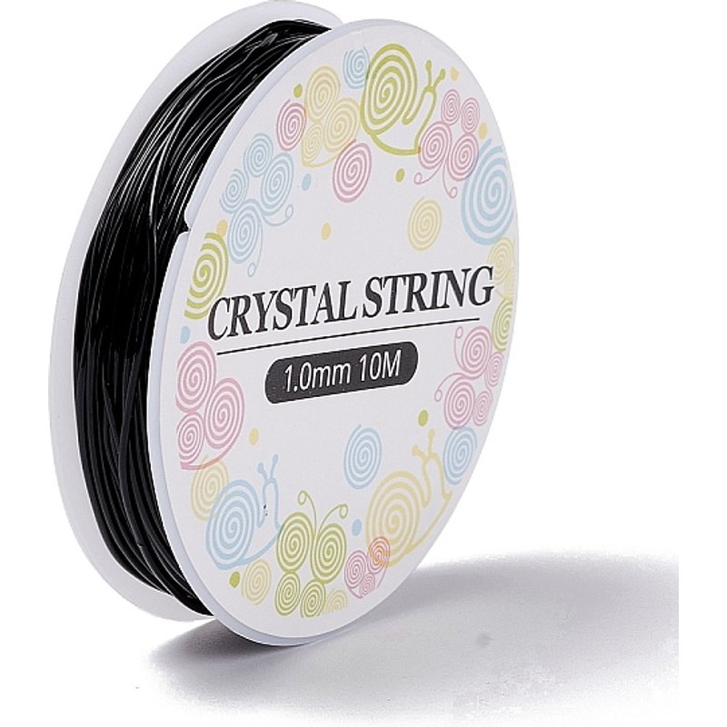Elastic Crystal Thread Stretchy String Bead Cord Black 1mm 10m
