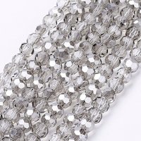 Brins de perles en verre électroplaqué, rondes facettées Gainsboro 4mm