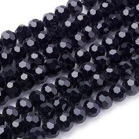 Faceted Black Glass Beads Strands, Round, 6mm, 88-91pcs — Jewelry Beads