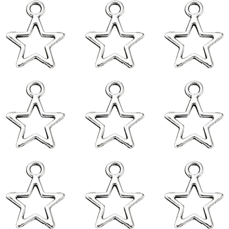 Breloques en alliage de style tibétain, étoile en argent antique — Breloques et pendentifs