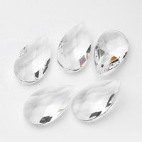 Faceted Teardrop Glass Pendants, Clear, 38x22.5mm — Charms & Pendants