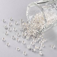 Perles de Verre 8/0 Blanches avec Doublure Argentée, 3mm