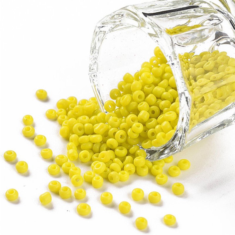 Glass Seed Beads, Yellow, 2mm, Hole:1mm, 30000pcs/pound — Jewelry Beads