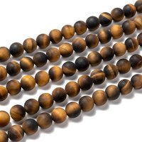 Brins de perles rondes en œil de tigre givré naturel, qualité A, 8 mm — Perles à bijoux