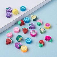 Handmade Polymer Clay Fruit Theme Beads - Mixed Colors, 7-12x8-10x4-5mm — Jewelry Beads