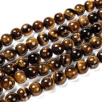 Natural Grade AB Tiger Eye Round Beads Strands, 10mm, 1mm Hole — Jewelry Beads