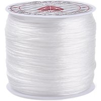 Fil élastique plat en cristal pour la fabrication de bracelets extensibles, blanc, 0.8mm