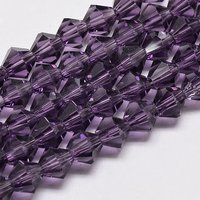 Brins de perles en verre biconiques imitation cristal autrichien, violet