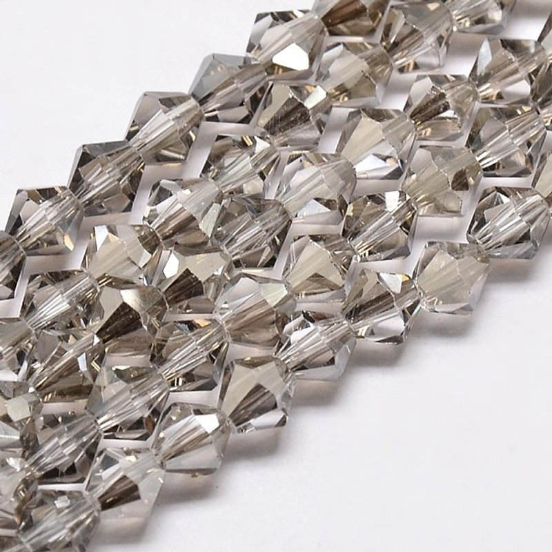 Brins de perles en verre biconiques imitation cristal autrichien, gris clair — Perles à bijoux