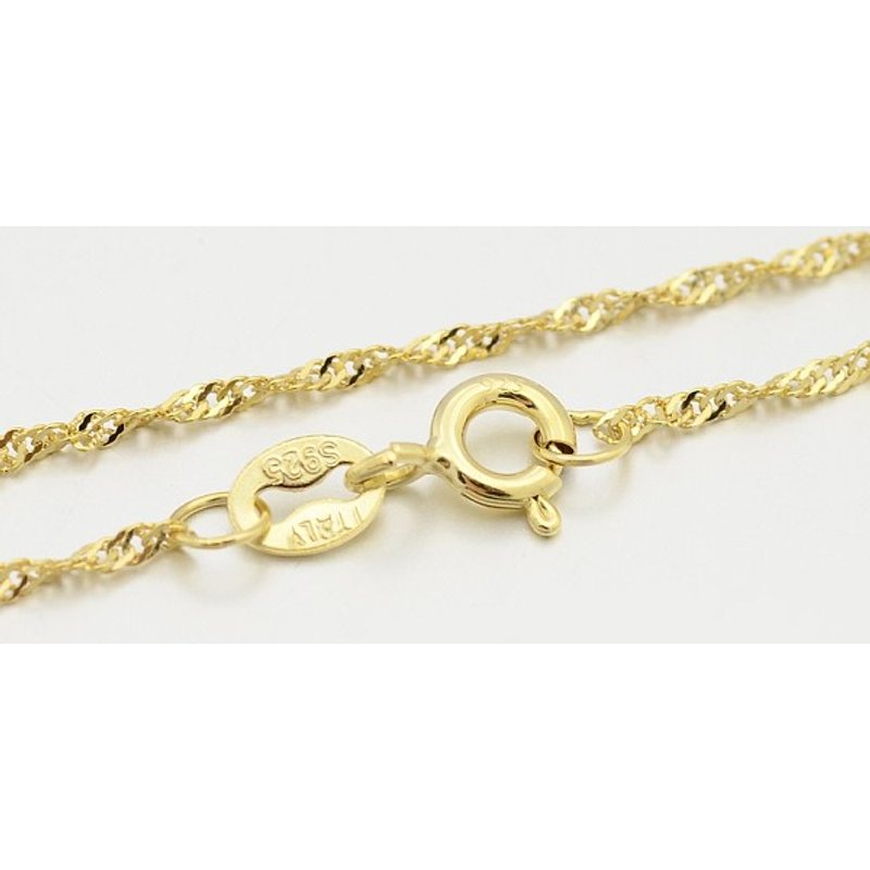 Collier en chaîne de Singapour en argent sterling 925 avec plaquage en or 18K — Collier pendentif
