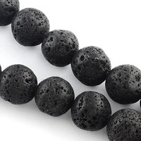 Fils de perles rondes en pierre gemme de lave naturelle, noire, 8-9mm — Perles à bijoux