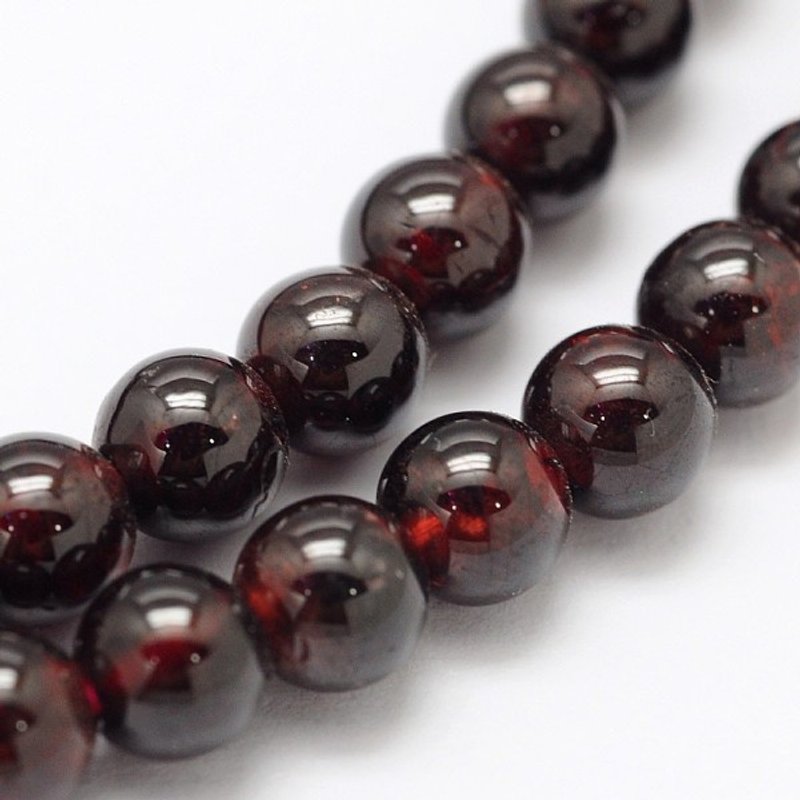 Brins de perles rondes en grenat, 6mm, trou de 1mm, 61pcs, 15 pouces — Perles à bijoux