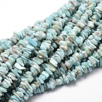 Brins de perles naturelles en chips de Larimar, 5-14mm, trou : 1mm — Perles à bijoux