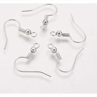 Brass Earring Hooks with Horizontal Loop, Nickel Free, Silver Plated — Jewelry Findings