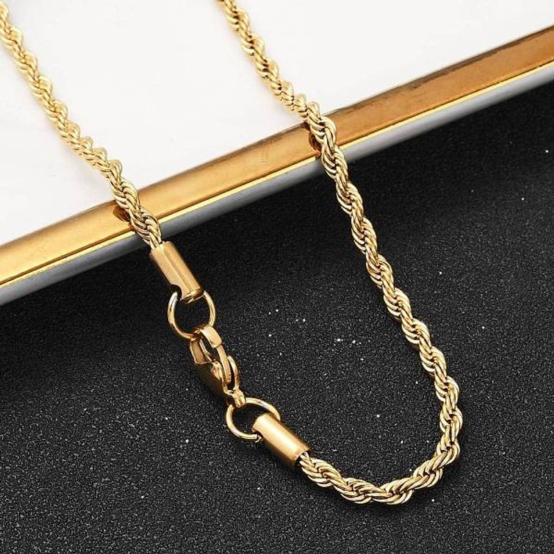 Collier en Chaîne Torse en Acier Inoxydable 304 avec Fermoir à Mousqueton, 23,7 pouces — Collier pendentif
