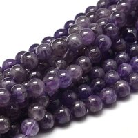 Brins de perles rondes en améthyste naturelle, qualité B, 6mm, 15.3 pouces — Perles à bijoux