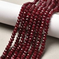 Perles Rondelles en Jade Malais Teinté, Rouge Foncé, 4x2-3mm — Perles à bijoux