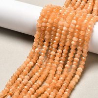 Brins de perles rondelles en jade naturel teinté de Malaisie, orange foncé, 14 pouces — Perles à bijoux