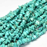 Dyed Natural Magnesite Chips Beads Strands, Dark Turquoise — Jewelry Beads