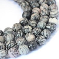 Brins de Perles Rondes en Pierre de Soie Noire Naturelle, 6-6.5mm, 15 pouces — Perles à bijoux
