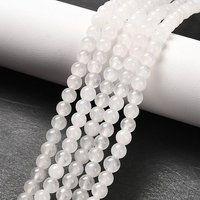 Fil de perles rondes en jade blanc naturel, 4-4.5mm, 15 pouces — Perles à bijoux