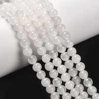 Brins de perles rondes en jade blanc naturel, 6-6.5mm, 15 pouces — Perles à bijoux