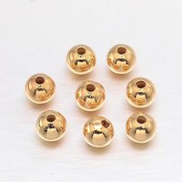 Perles Intercalaires Ronde en Laiton, Plaquées Or 18K, 4mm, 600pcs — Perles à bijoux