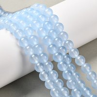 Brins de perles en jade de Malaisie teint et naturel, bleu ciel clair, 8 mm — Perles à bijoux