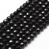 Fils de Perles en Onyx Noir Teinté Naturel, Qualité A, Facetté, 4mm — Perles à bijoux
